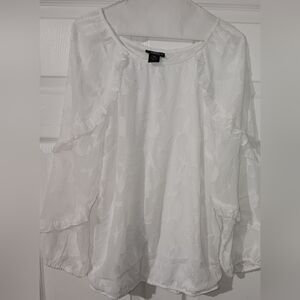 Stitch Collection White floral Embroider Shirt long sleeve size medium